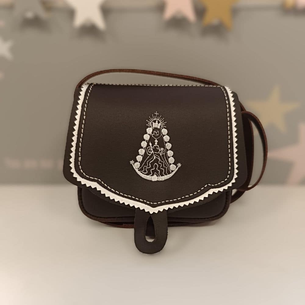 Bolso de piel pequeño Bordado Virgen del Rocio