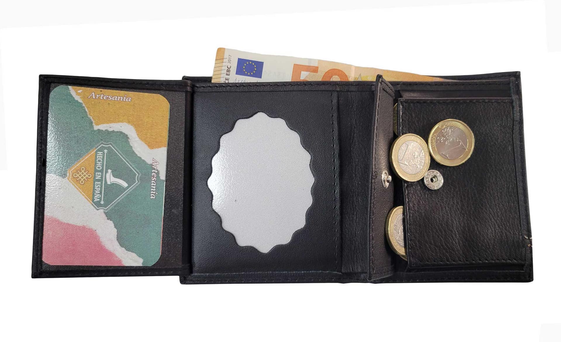 CARTERA PIEL DETALLE BANDERA ESPAÑA – PLACA OVALADA - Imagen 3