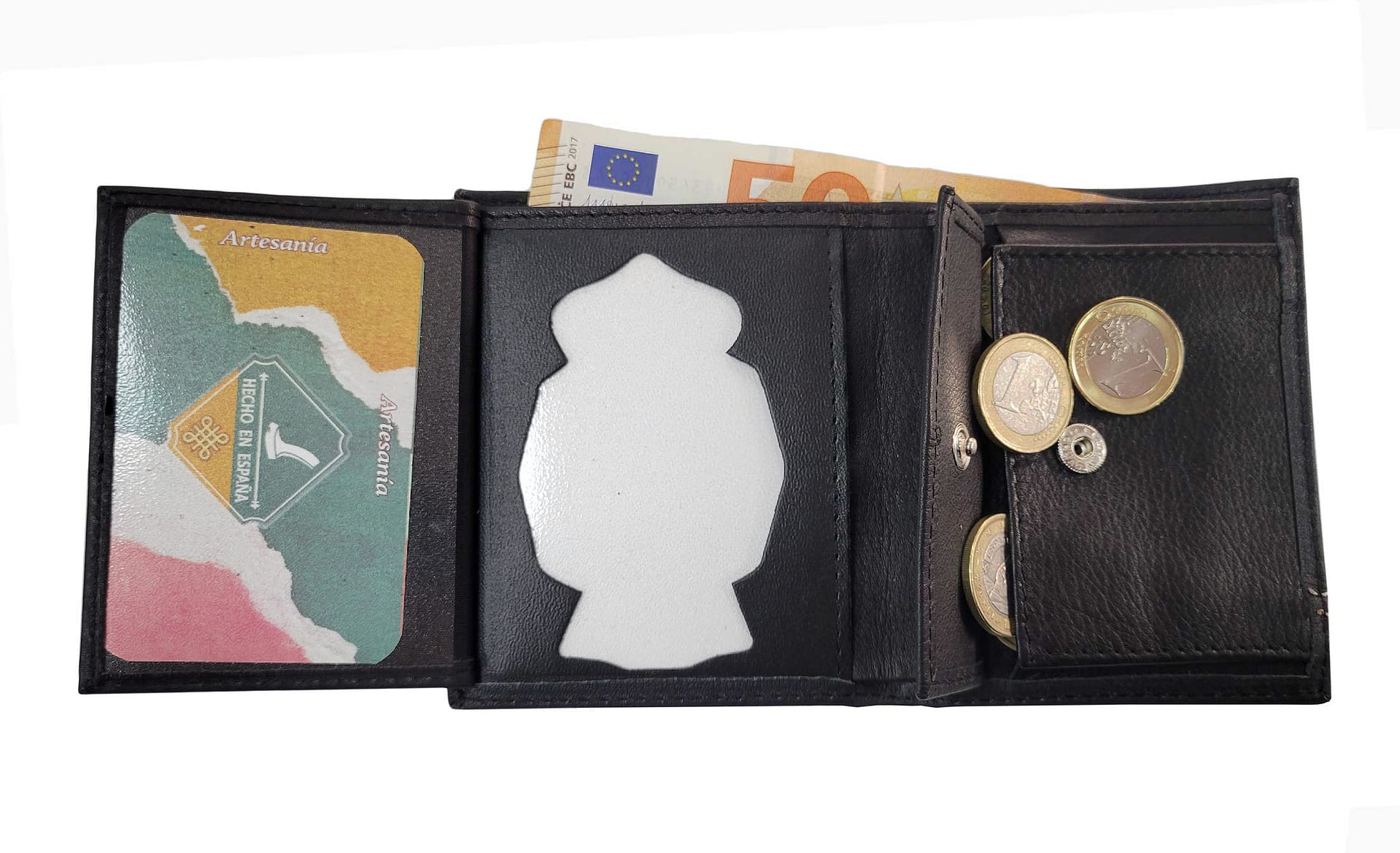 CARTERA PIEL DETALLE BANDERA ESPAÑA – PLACA POLICÍA - Imagen 3