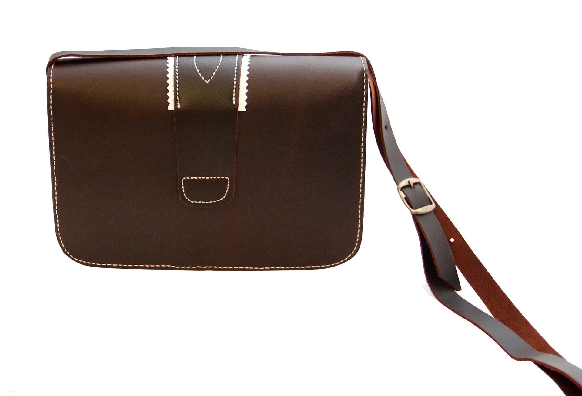 Bolso bandolera en piel picado central - Imagen 3