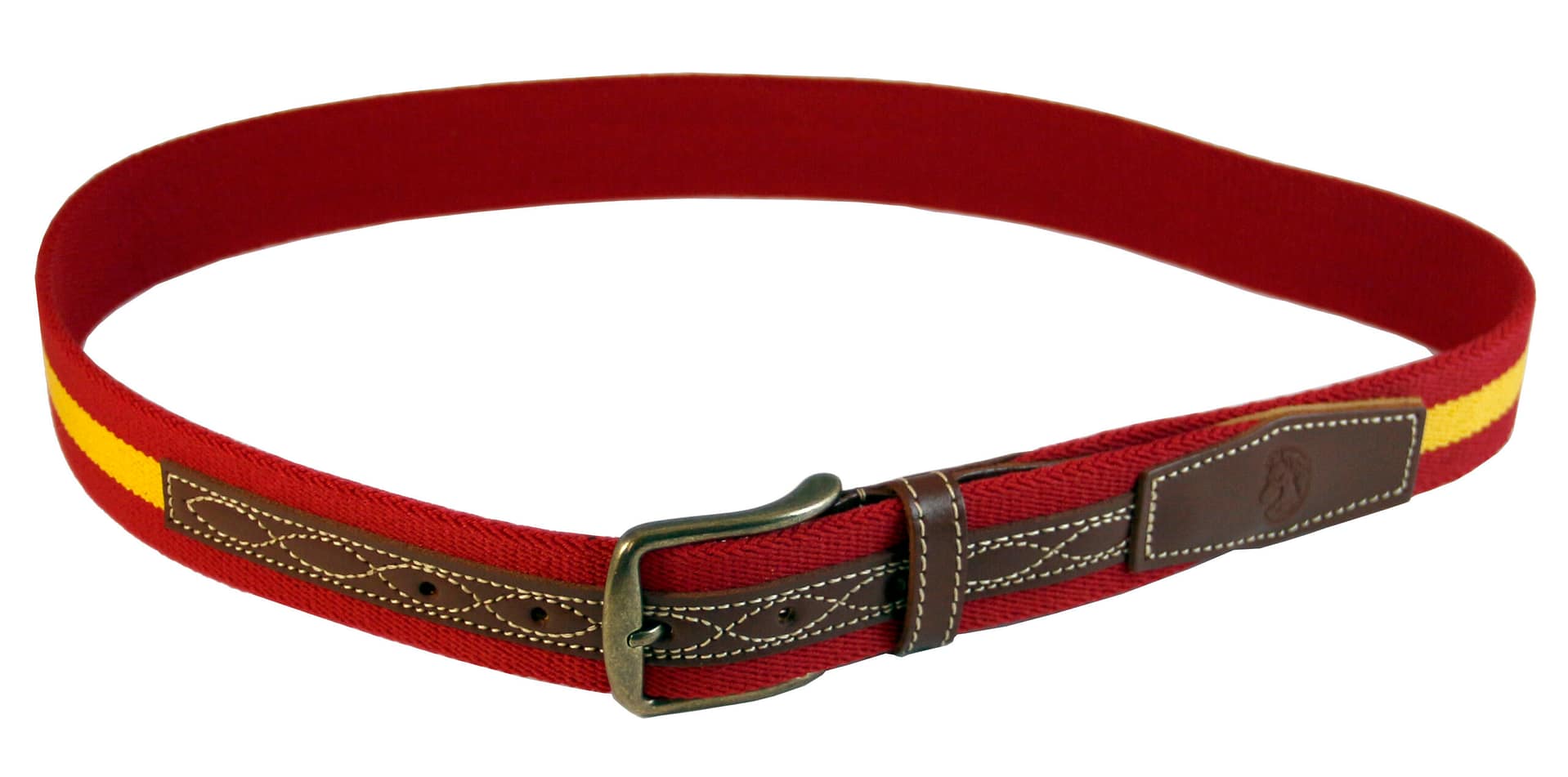 Cinturón Elástico Piel Para Hombres - 120x3.5x1cm - Rojo & marrón