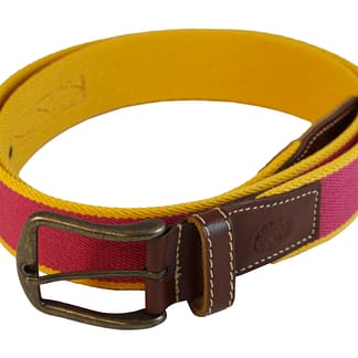 Cinturón Elástico Piel Para Hombres - 104x3.5x1cm- Rojo & amarillo