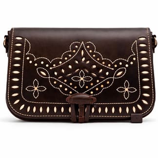 Bolso/Riñonera Picao Tres Flores - 20,5x15x6cm - Marrón chocolate