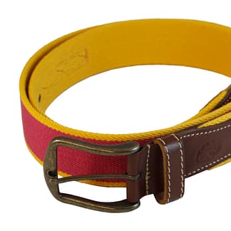 Cinturón Elástico Piel Para Hombres - 104x3.5x1cm- Rojo & amarillo