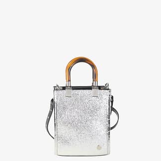 Bolso mano cocktail acrak Plata con asa Carey