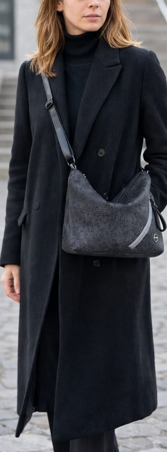 Bandolera-pu-negra-con-cremallera - Imagen 4