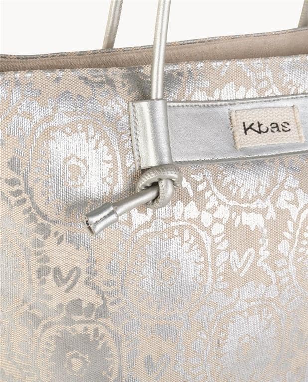 Bolso Playa Lona,Con Cremallera,Color plata - Imagen 2