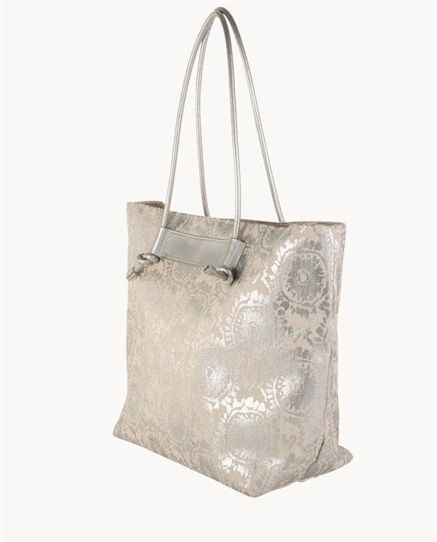 Bolso Playa Lona,Con Cremallera,Color plata - Imagen 3