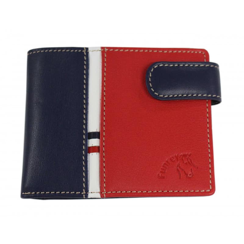 CARTERA PIEL AZUL/ROJO