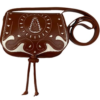 Bolso de piel con motivos de la virgen Rocío