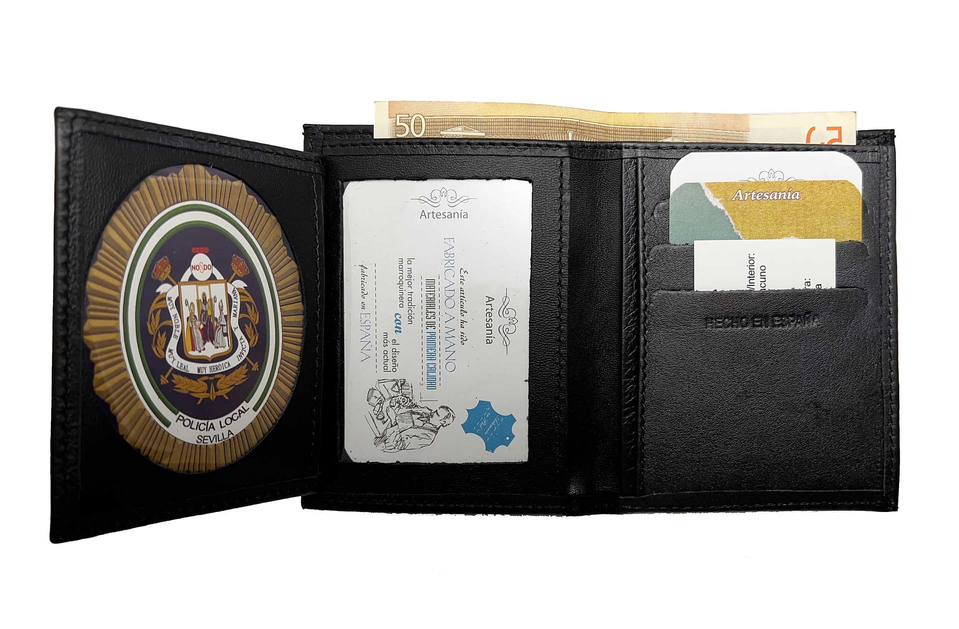 BILLETERA/TARJETERO PIEL - 6 TARJETAS Y PLACA OVALADA - Imagen 3