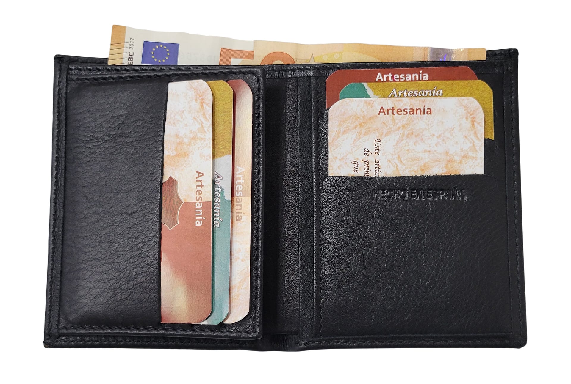 BILLETERA/TARJETERO PIEL - 6 TARJETAS Y PLACA OVALADA - Imagen 2